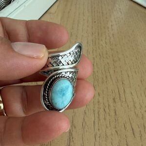 Silver and Blue Woven Ring